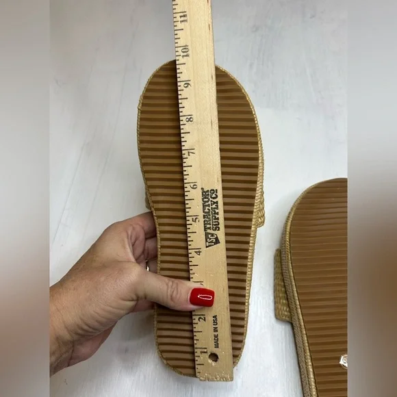 Lookyno Raffia Slide Sandals Women’s EU 37 Tan Woven Platform Summer Shoes - Picture 6 of 11